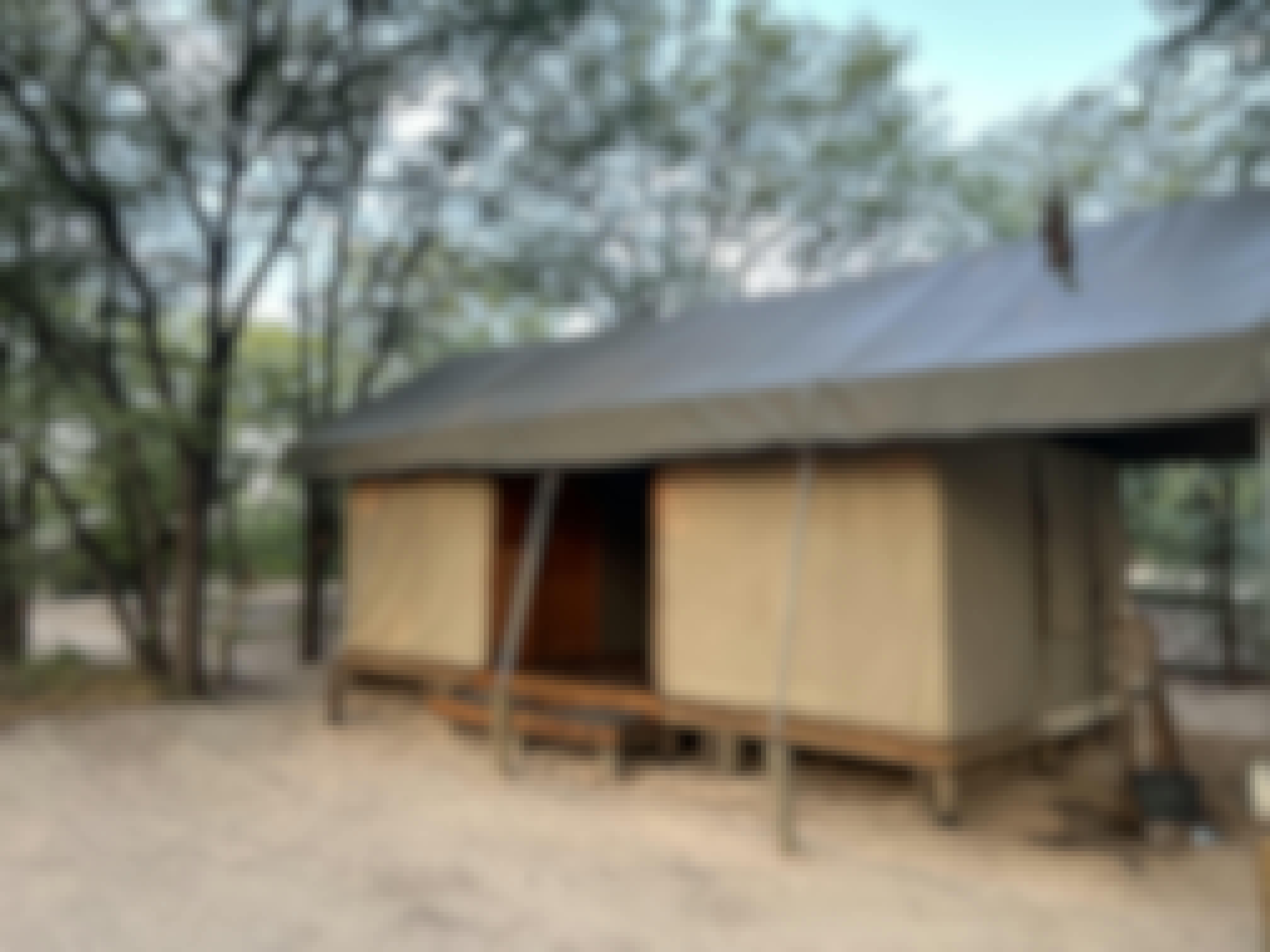 A tent in the campsite in the Okavango