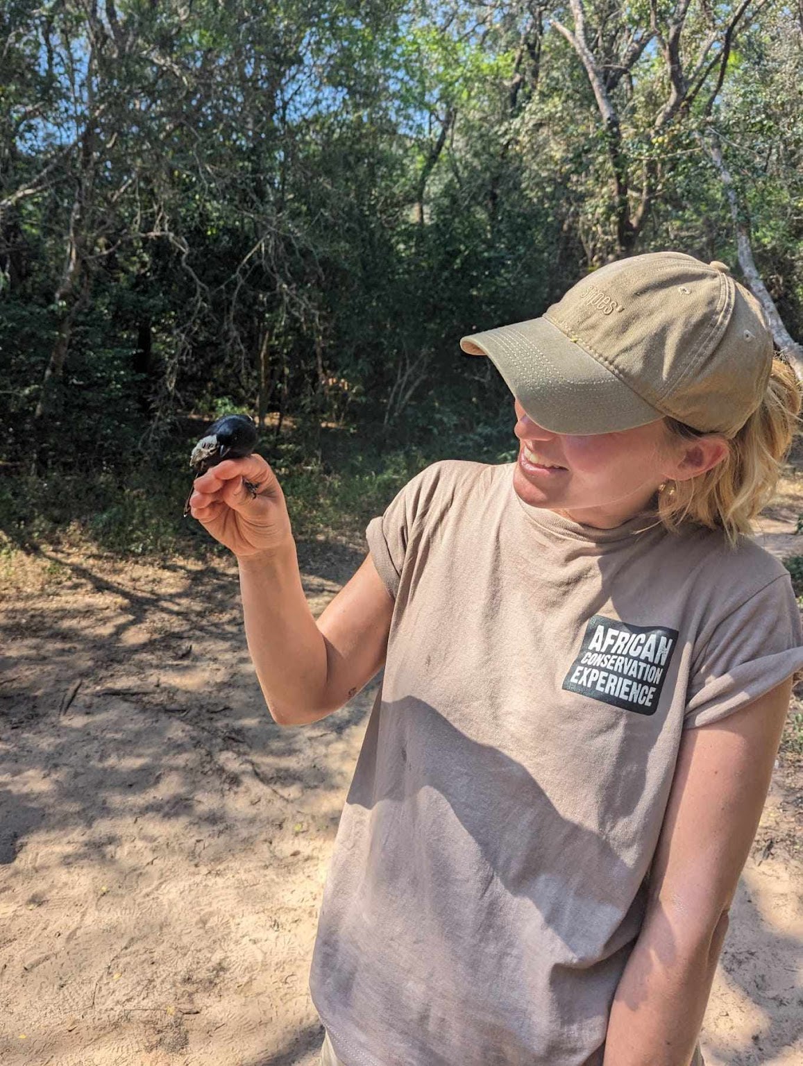 Nathalie Neumann: Female volunteer holding a bird