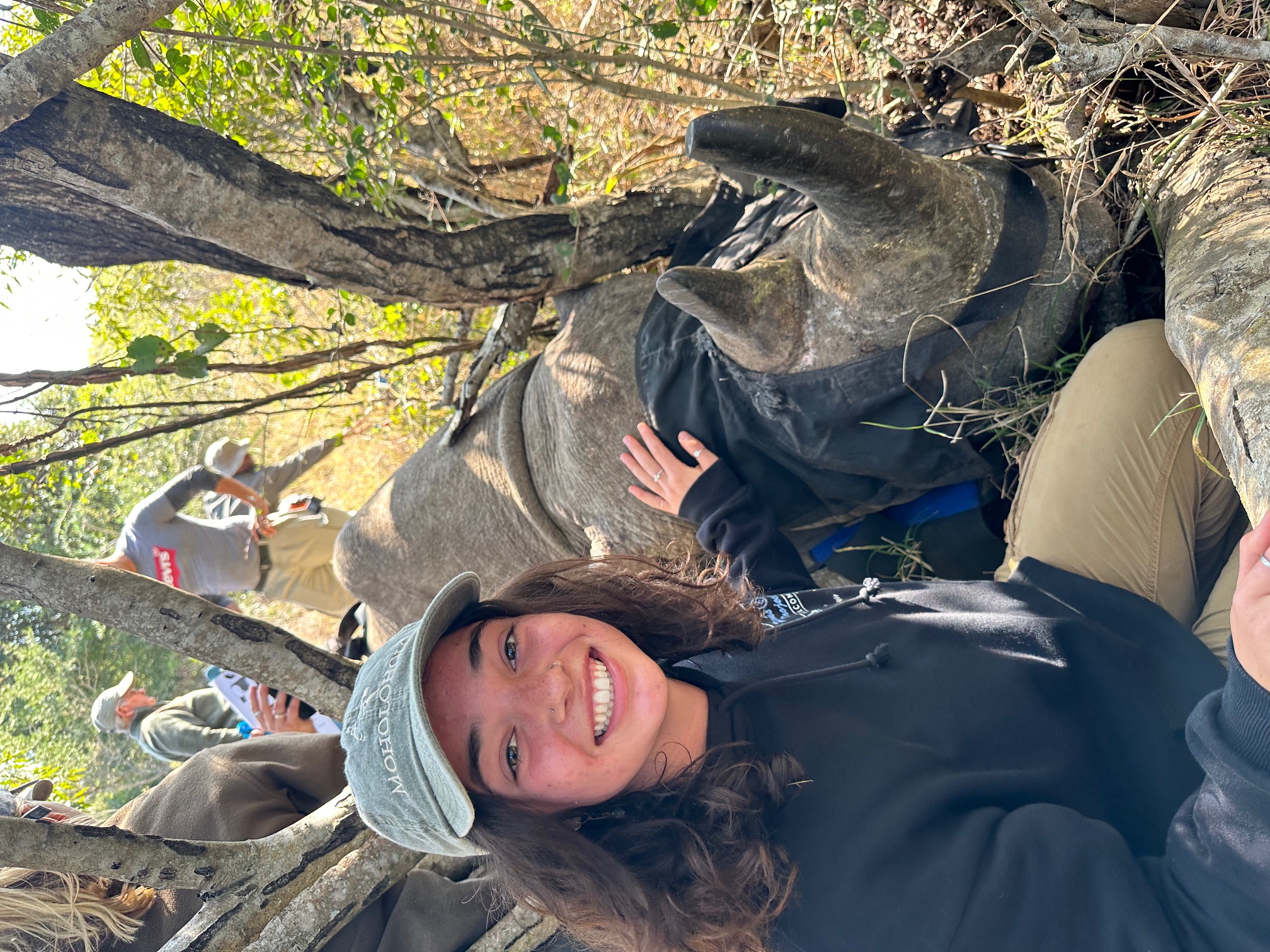 Payton McGarva: Student in front of a sedated rhino