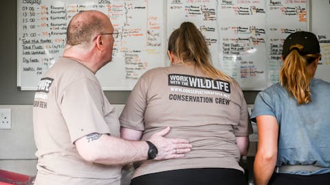 Terence and Victoria Fitzpatrick: at Care for Wild Africa, preparing rhino feed