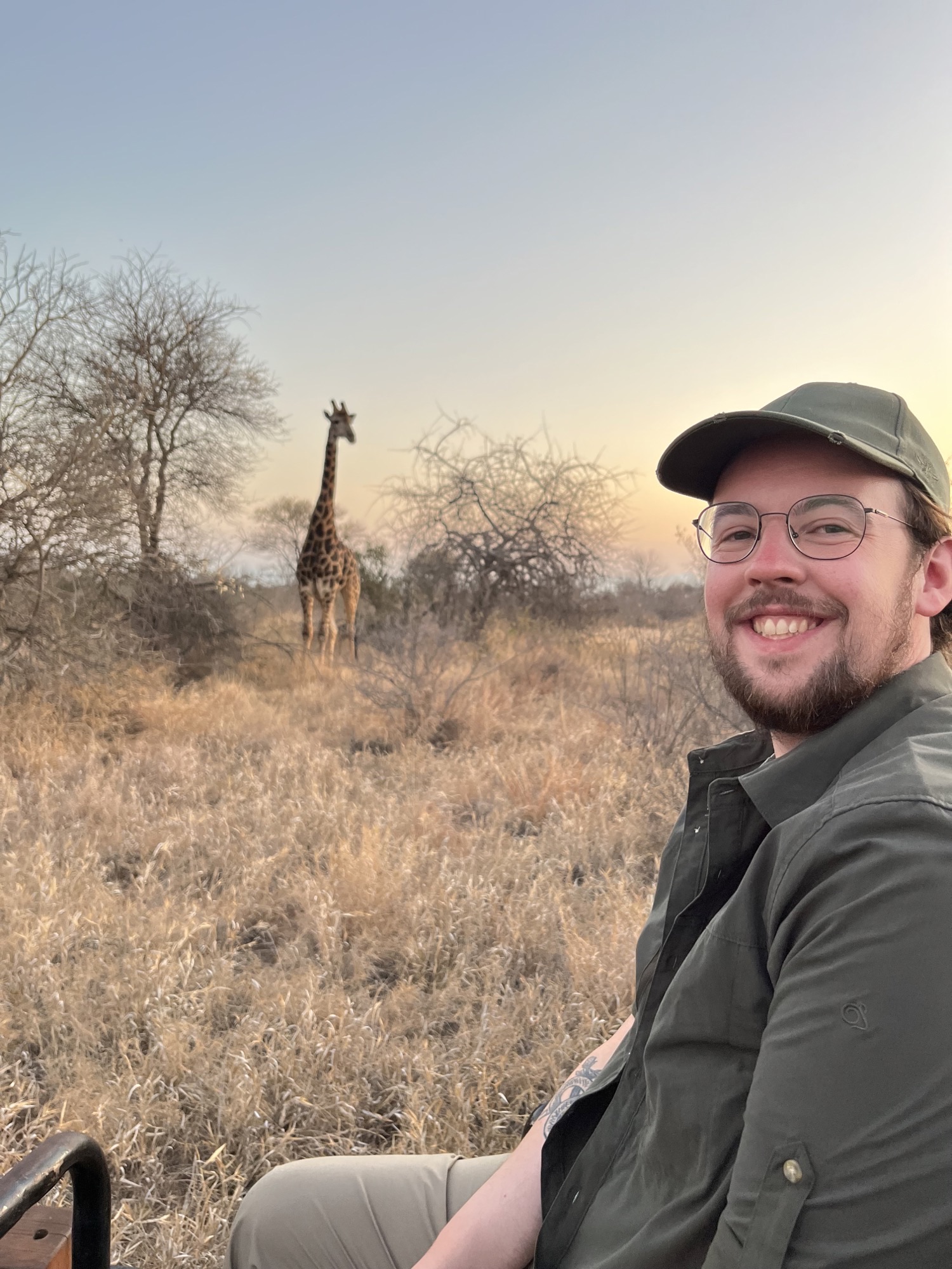 Liam Corcoran and Emily Munroe: viewing a giraffe