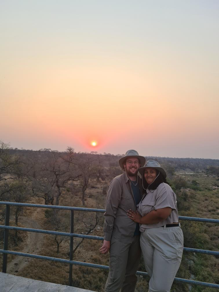 Liam Corcoran and Emily Munroe: posing with the sunset