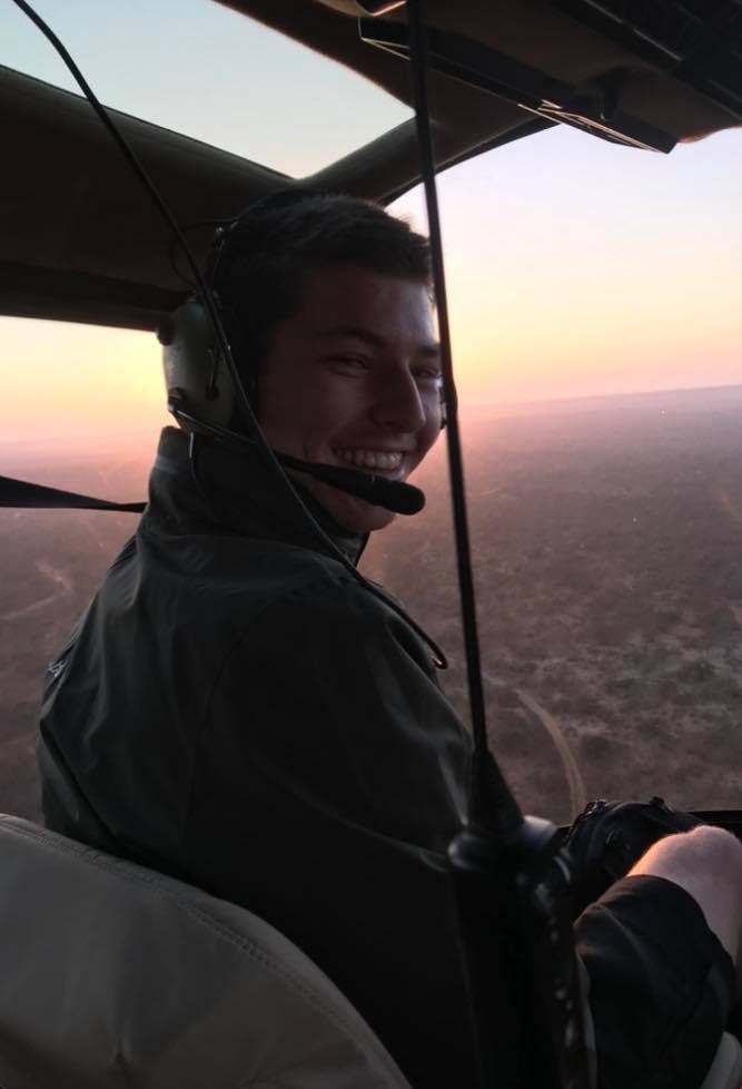 Jesse Burgess: in a helicopter