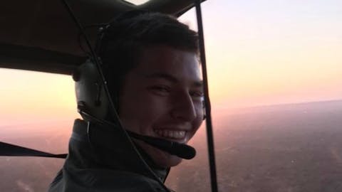 Jesse Burgess: in a helicopter
