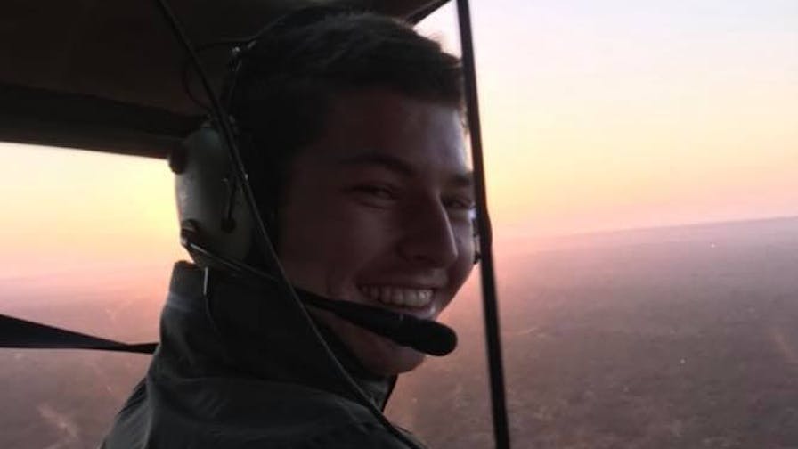 Jesse Burgess: in a helicopter