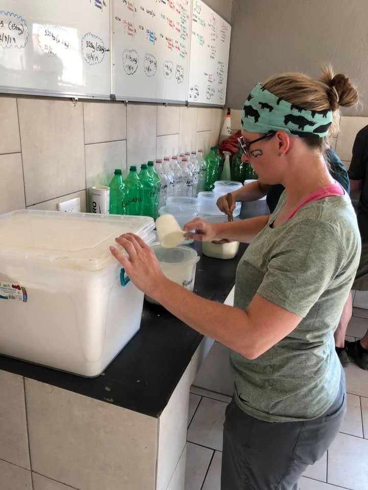 Stephanie Wallace: preparing formula for the rhinos