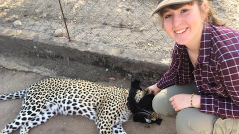 Keavy Garland: posing with sedated cheetah