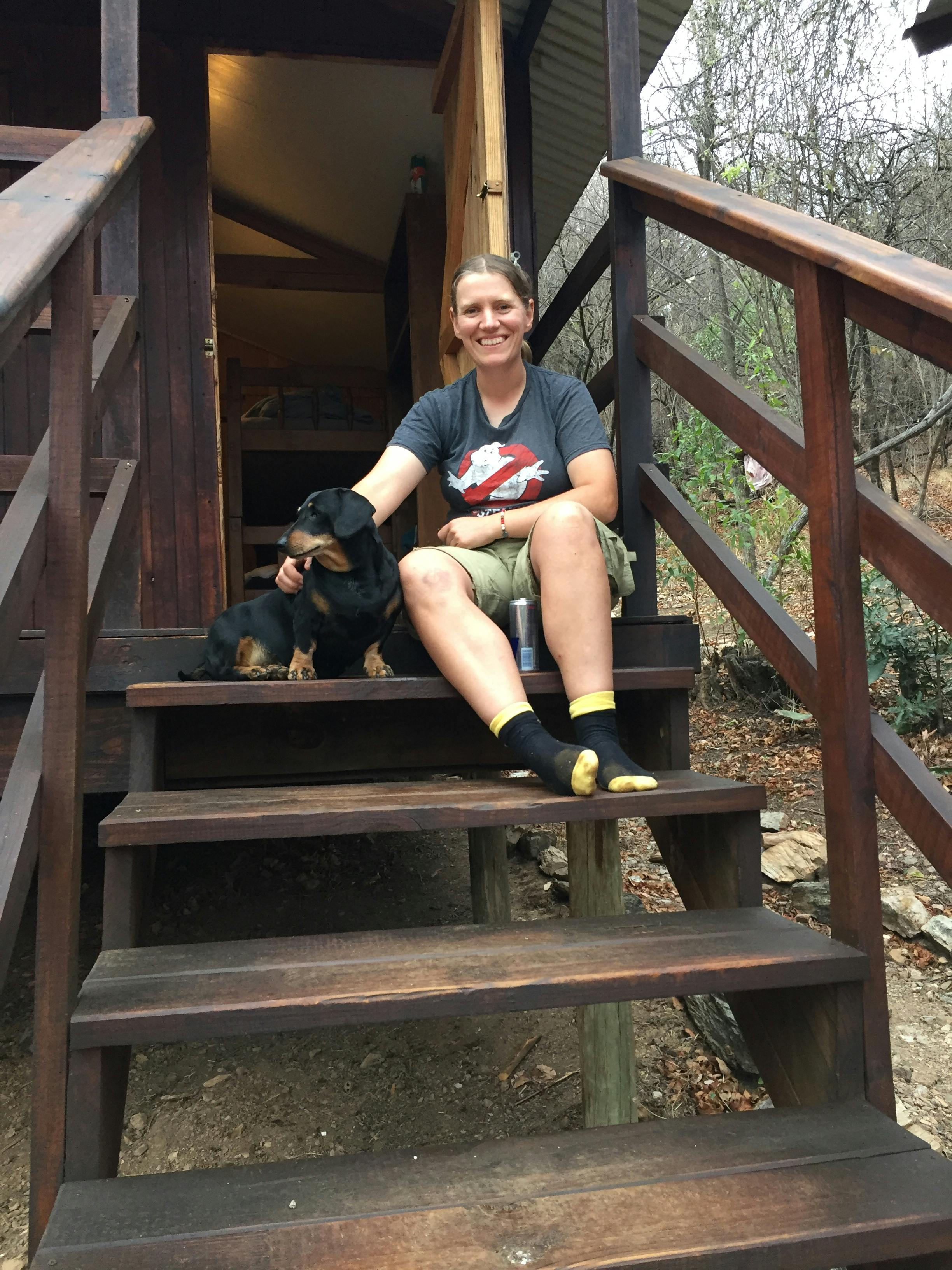 Tanya Stapleton: sitting with domesticated dog
