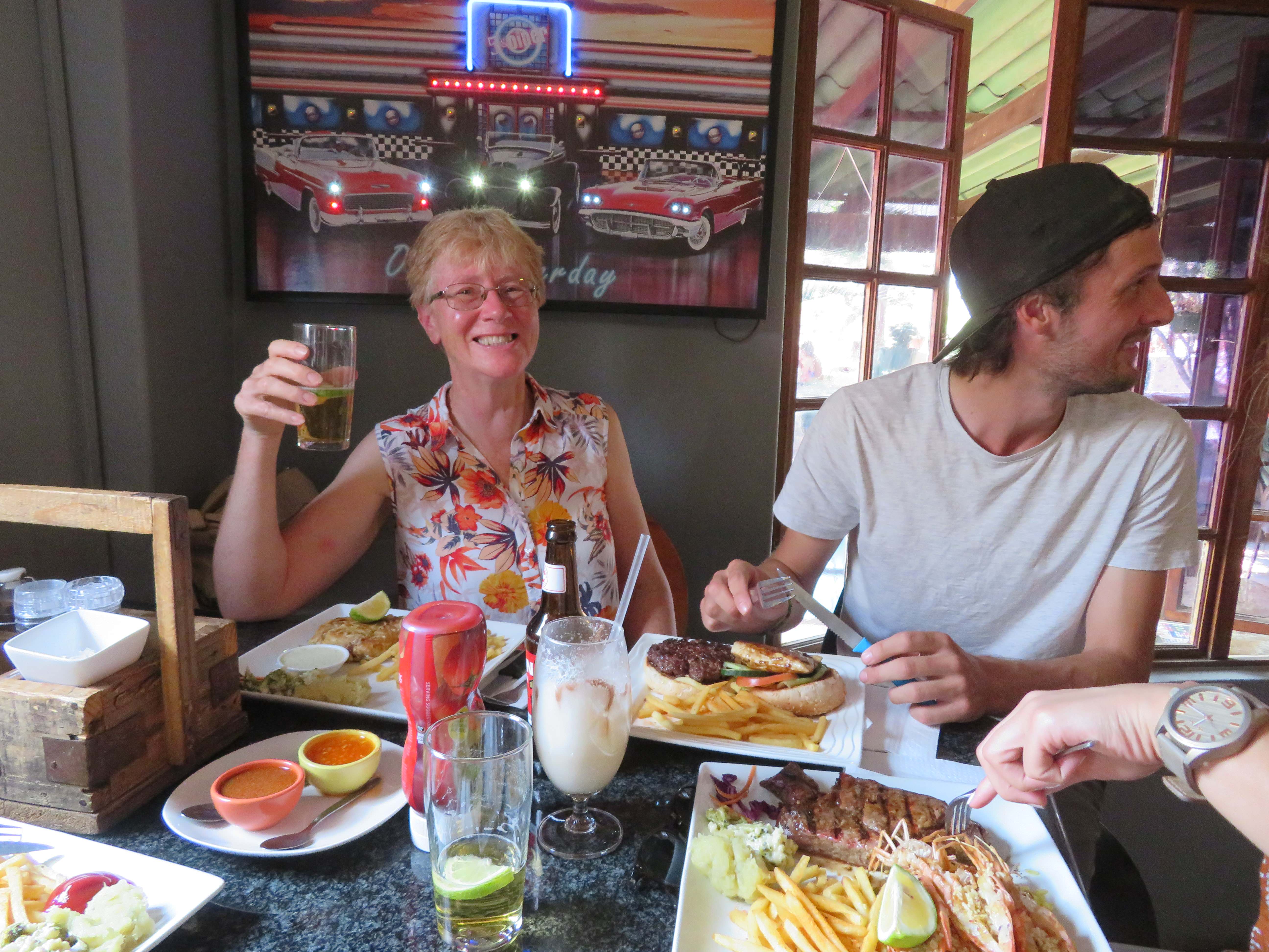 Rebecca Bower: eating in a local bar