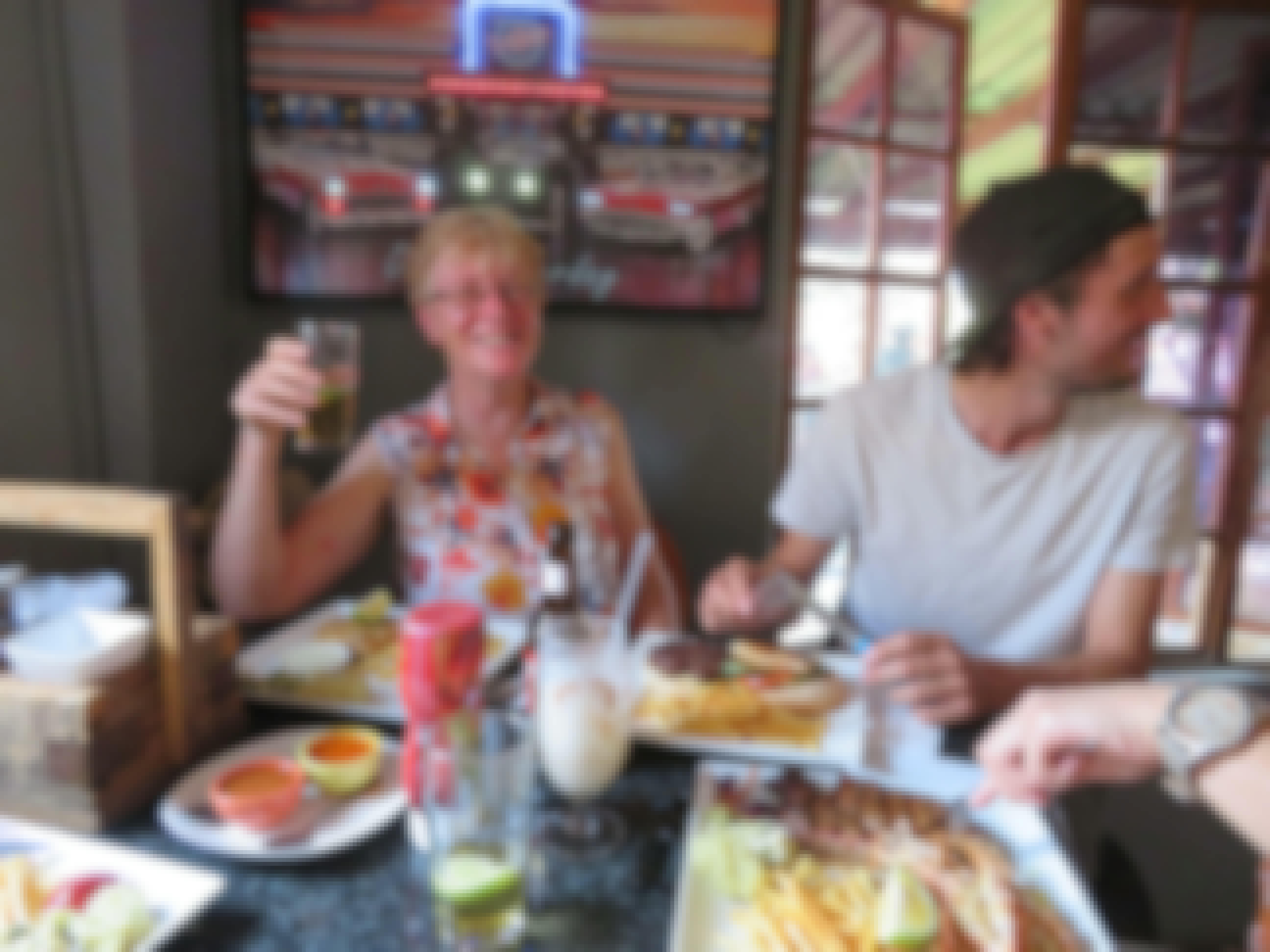 Rebecca Bower: eating in a local bar