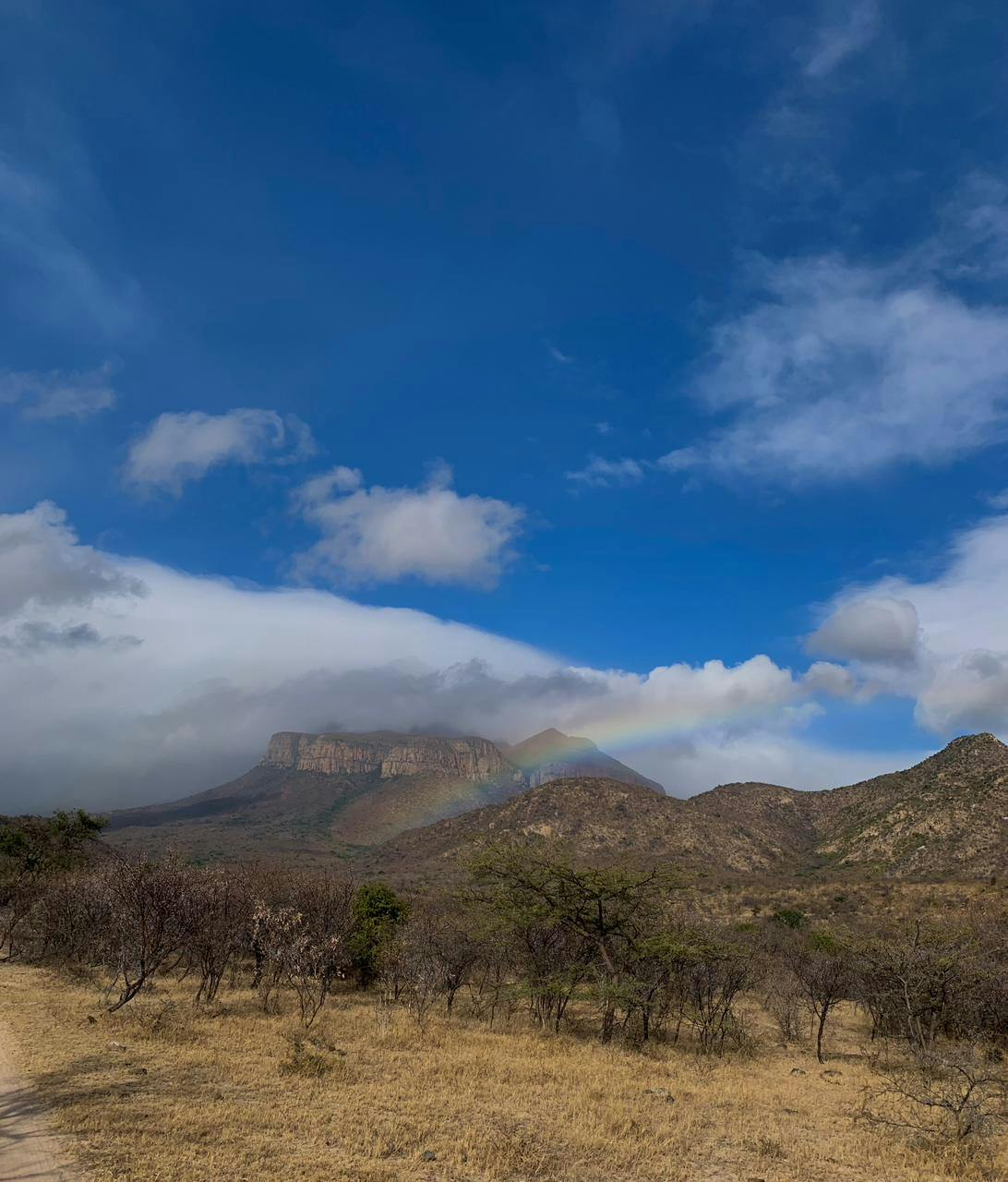 Rainbow over a mountain in South Africa