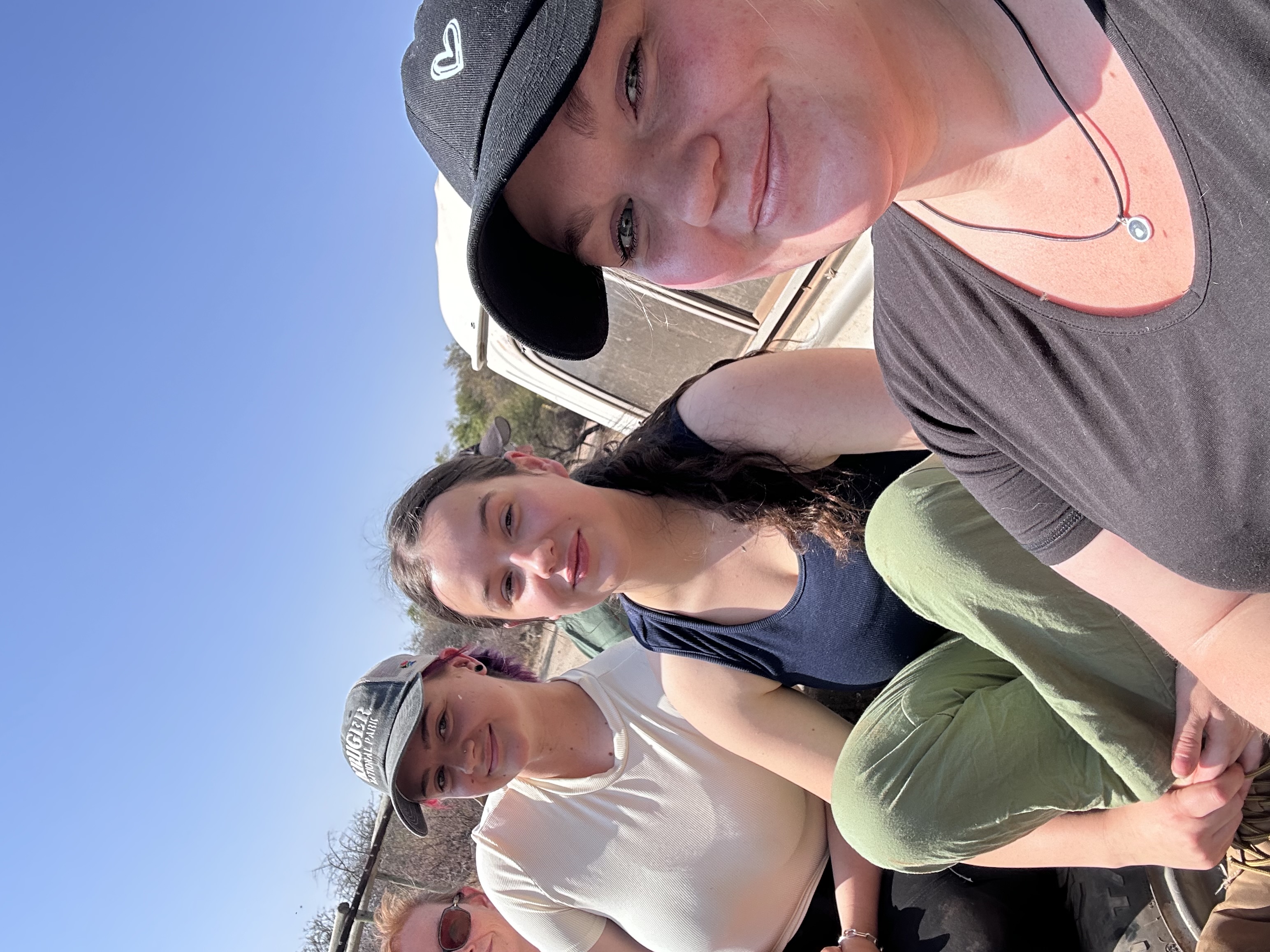 Martina Sandren: Group of volunteers in the back of a vehicle