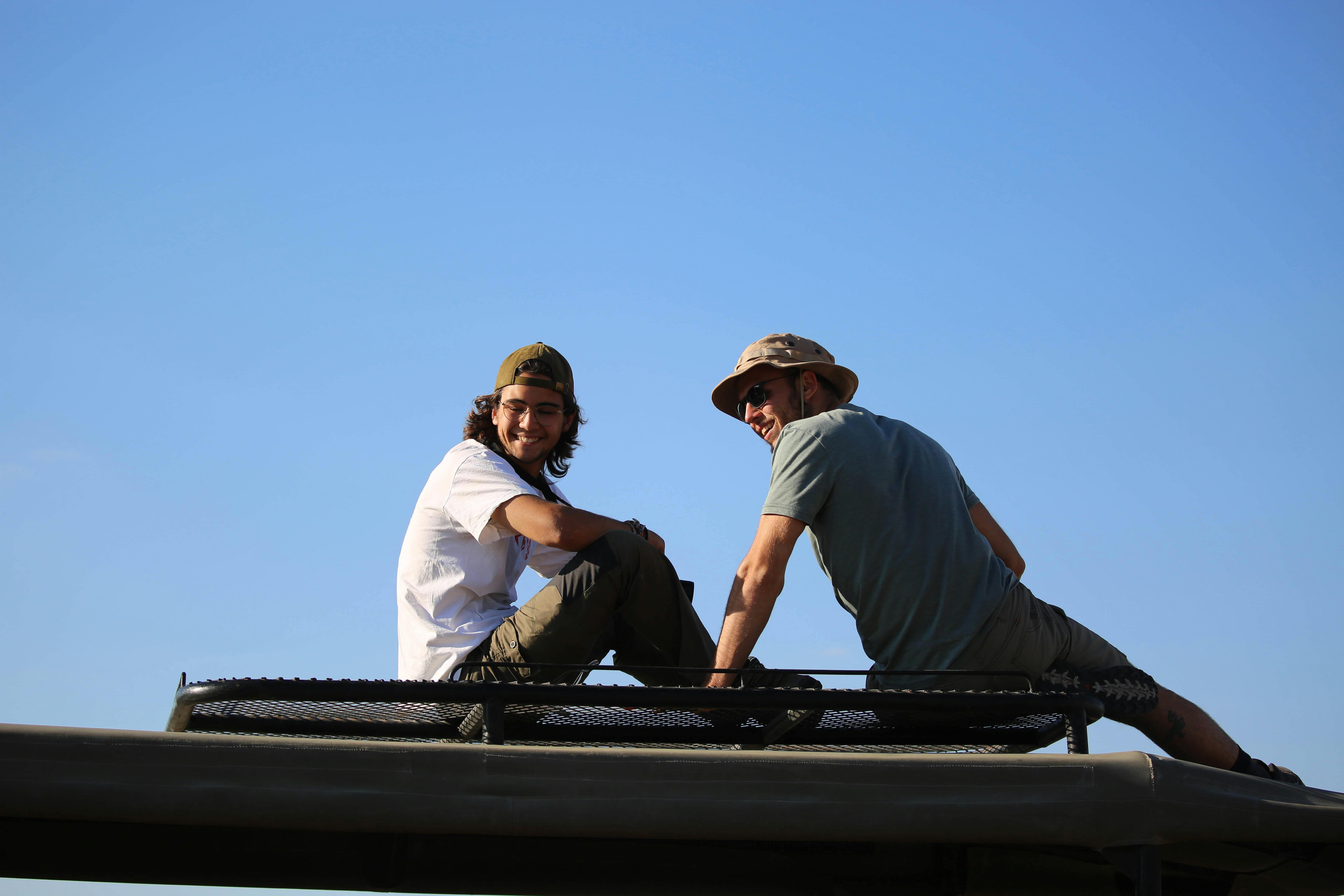 Miguel de Cruylles: relaxing on top of a vehicle