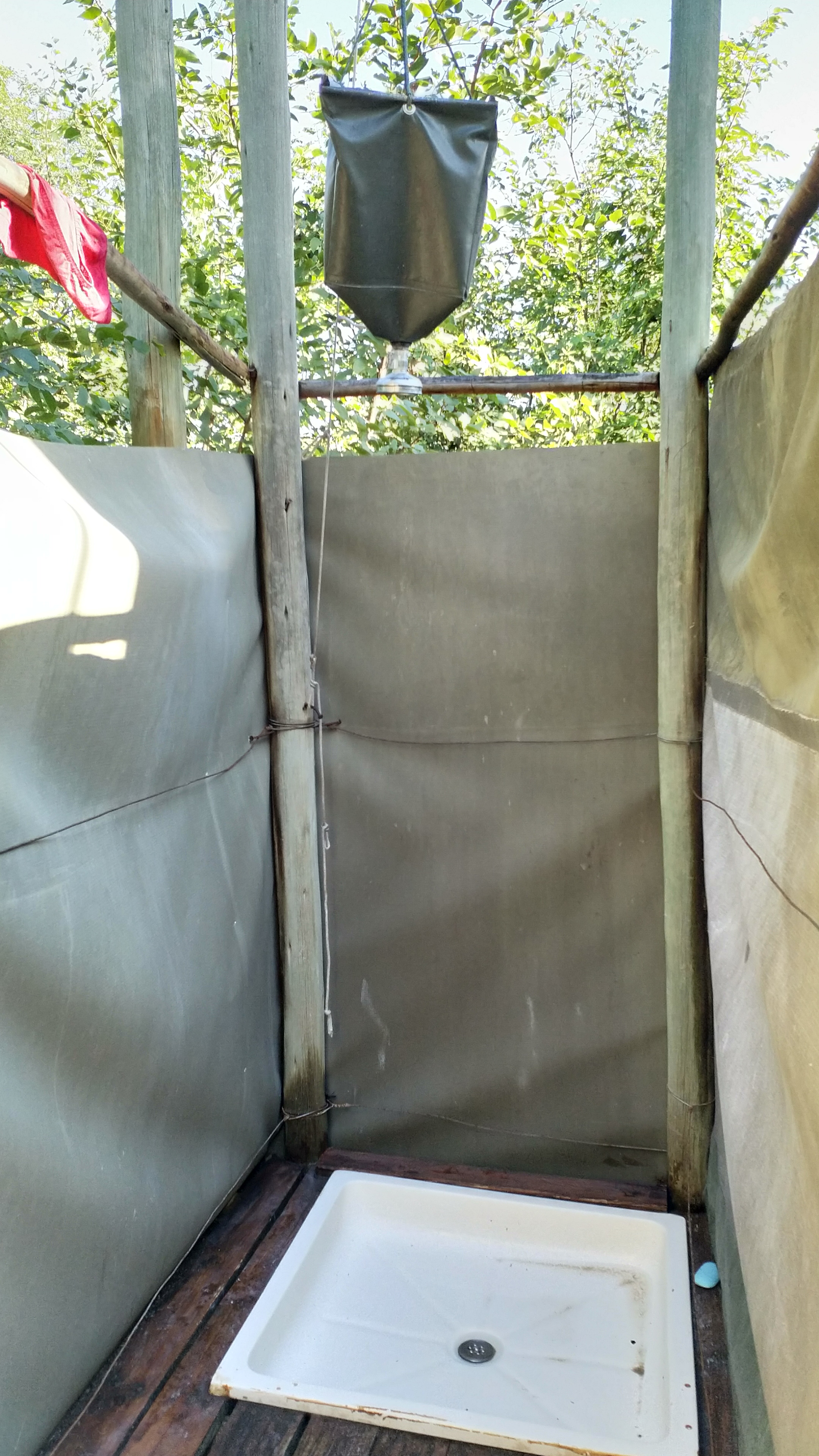 Tomer Admon: bucket shower in the base camp