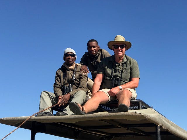David Lawrence and Sue Allen: sat on top of the vehicle with the guides