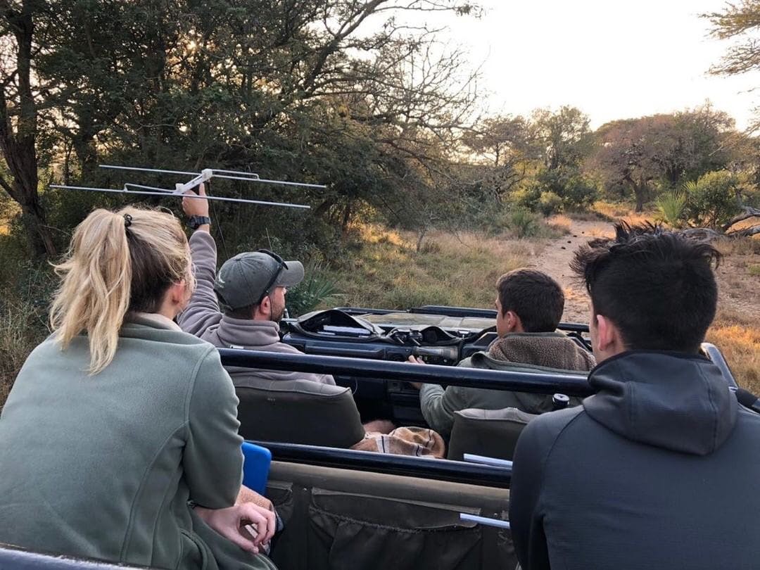 Group of ACE volunteers using telemetry from a vehicle, photo taken by volunteer Kaden