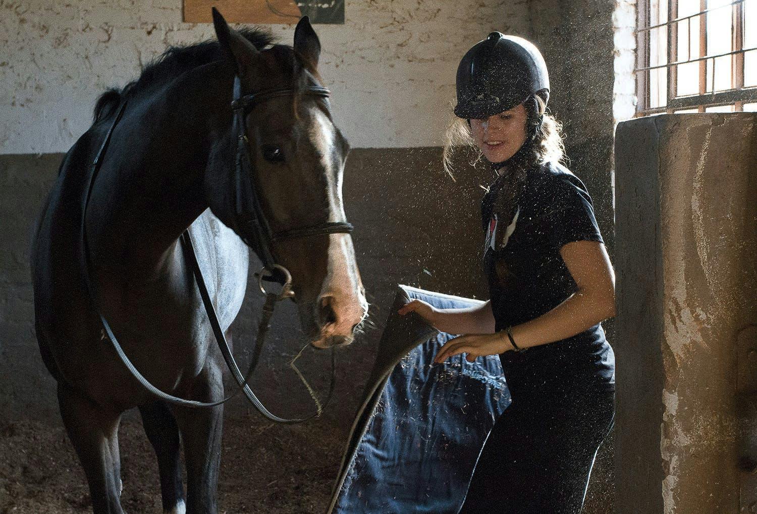 ACE volunteer looking after her horse as part of the Hanchi Horseback Safari experience