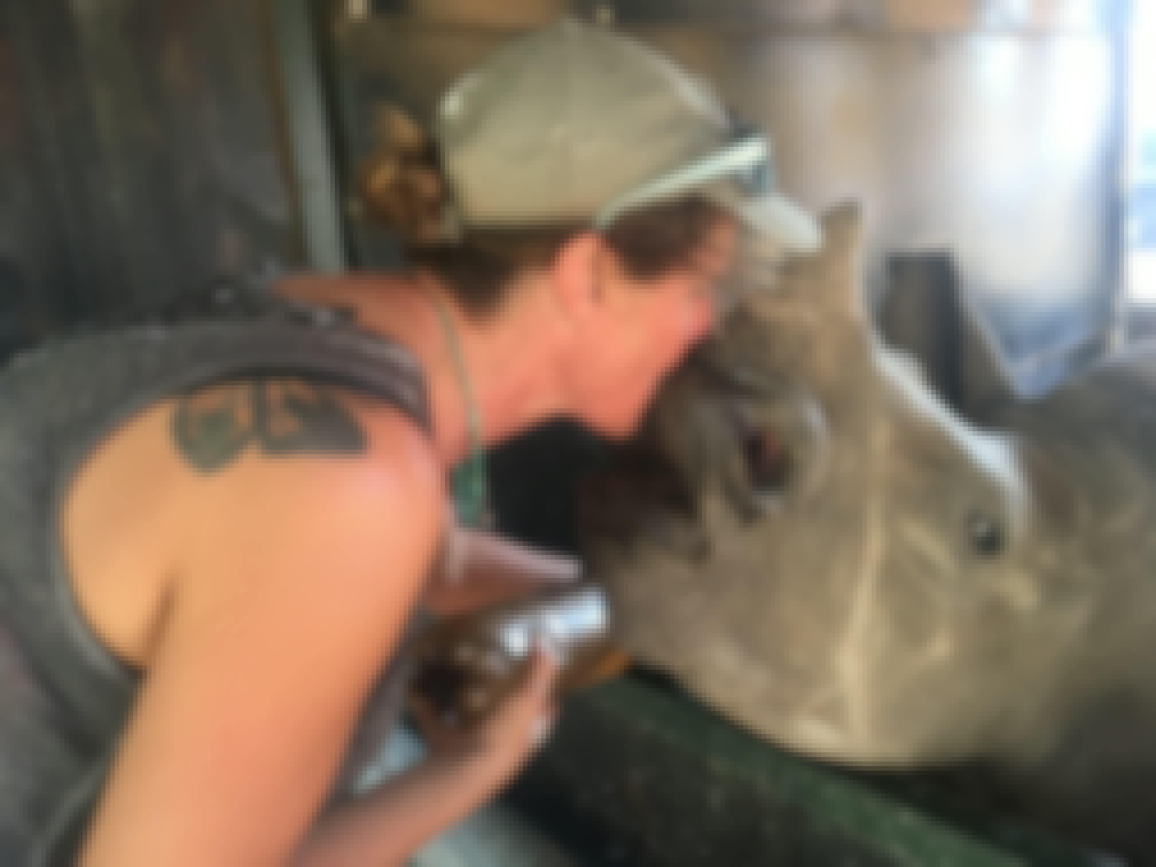 Diana DeBlanc feeding a rhino