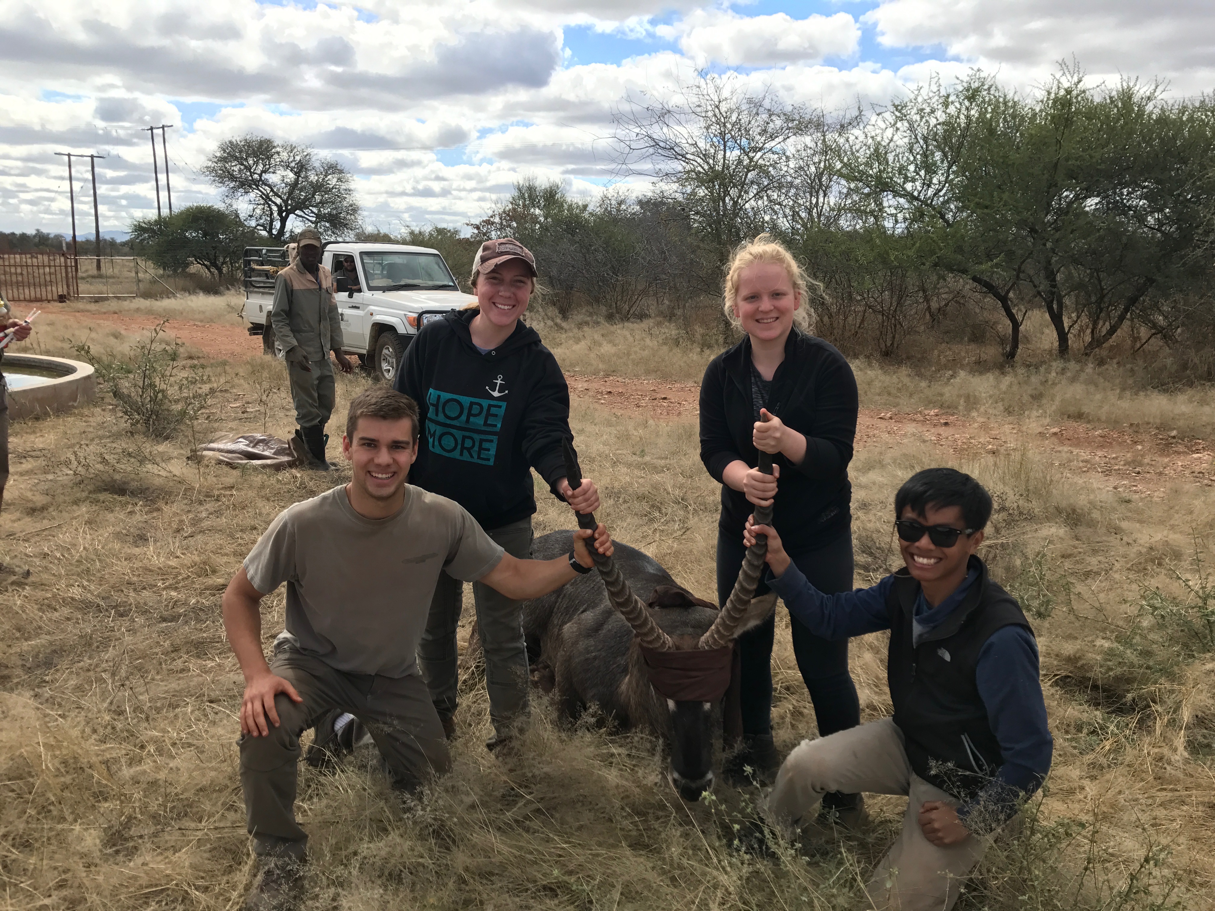 Jack Miller with a sedated antelope