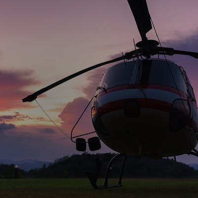 Safety in Africa - A stationary helicopter at dusk