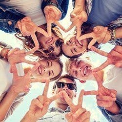 A group of friends smiling for the camera