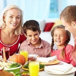 A family having a meal together