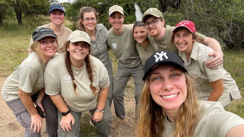 Gap year wildlife conservation - Gap year experiences - Group posing for a selfie at a rehab project
