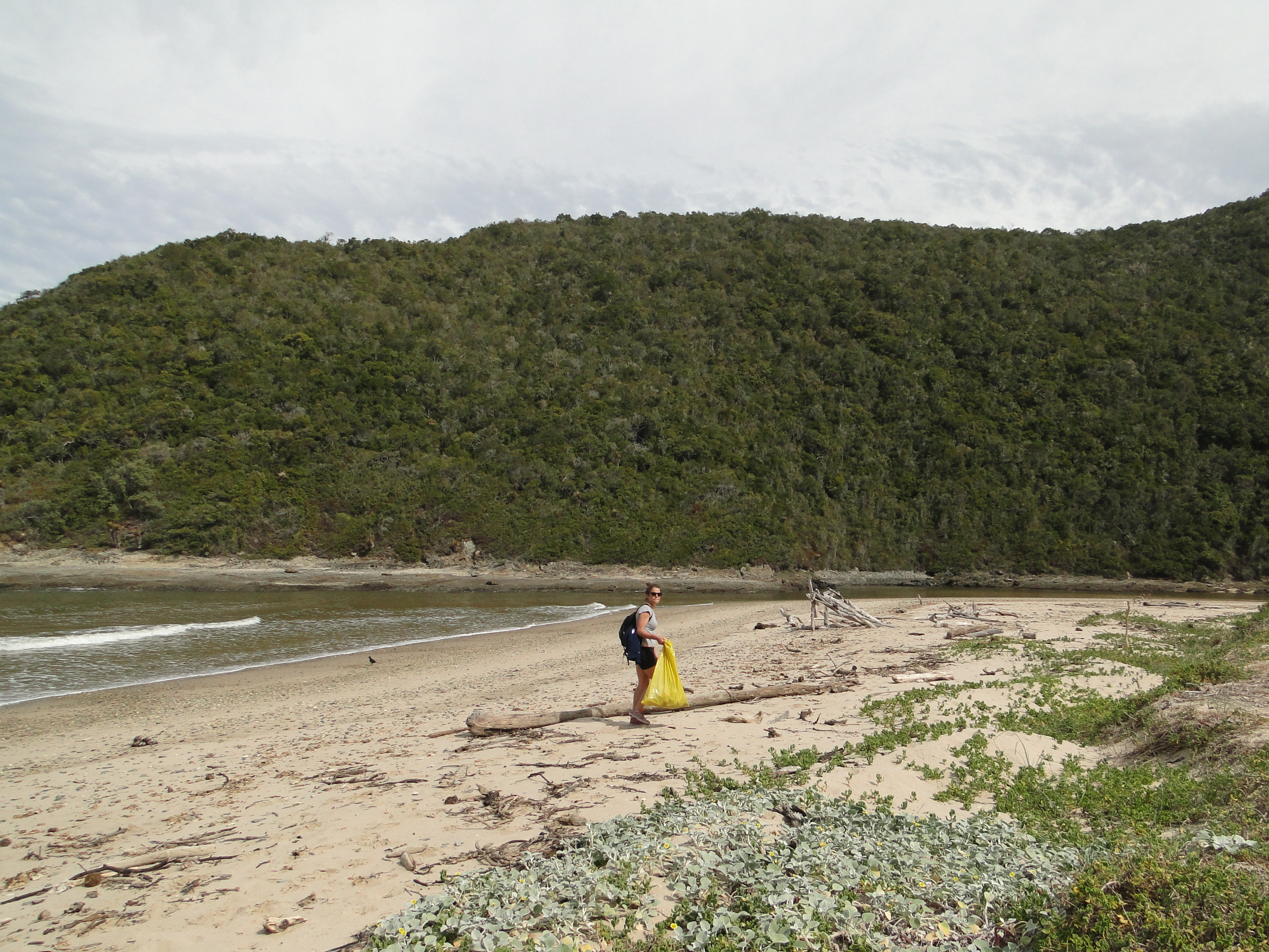 Coastal Conservation Project - volunteer participating in a beach clean-up 