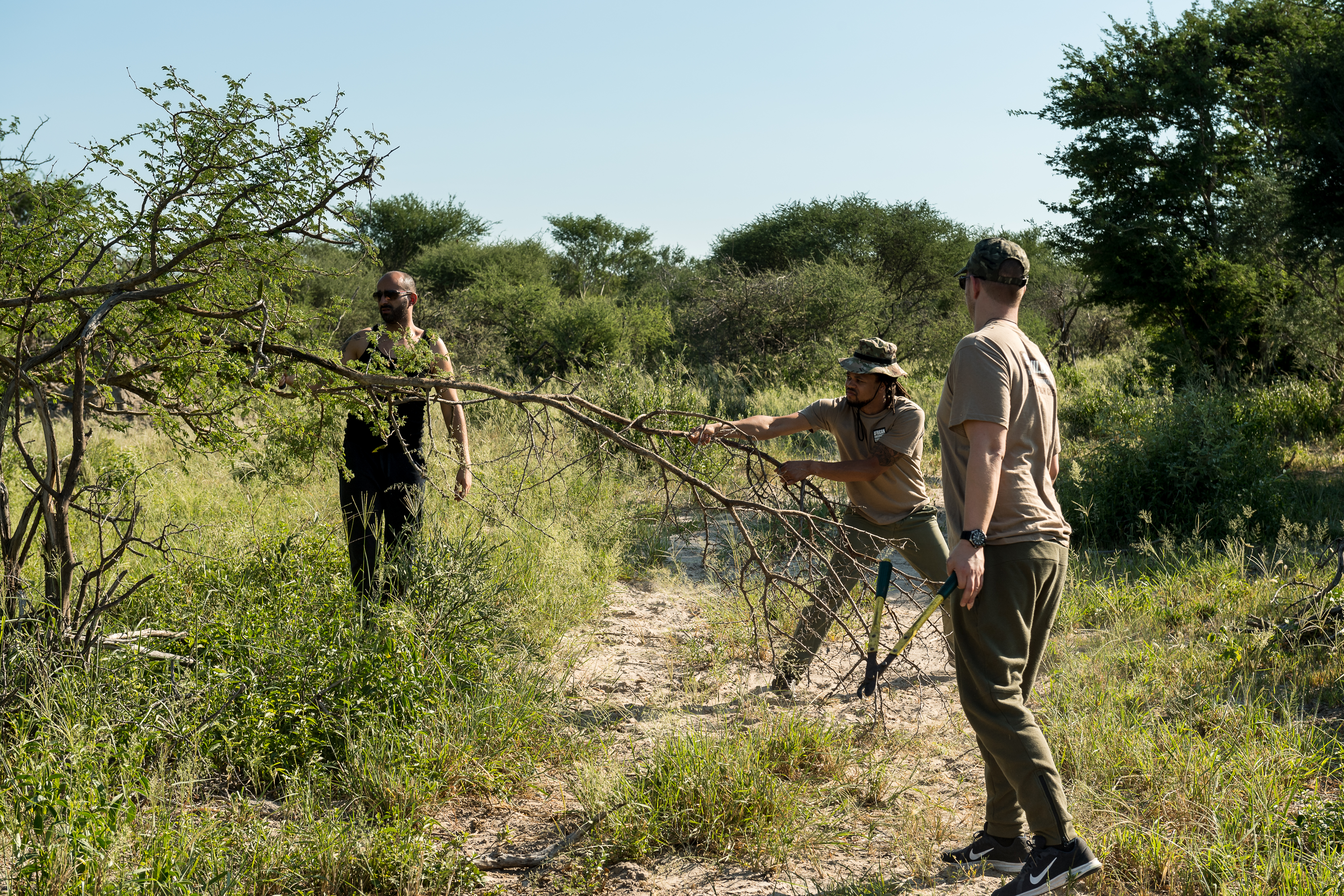African Wild Dog experiences - African wild dog conservation volunteer - Bush clearing in the Okavango