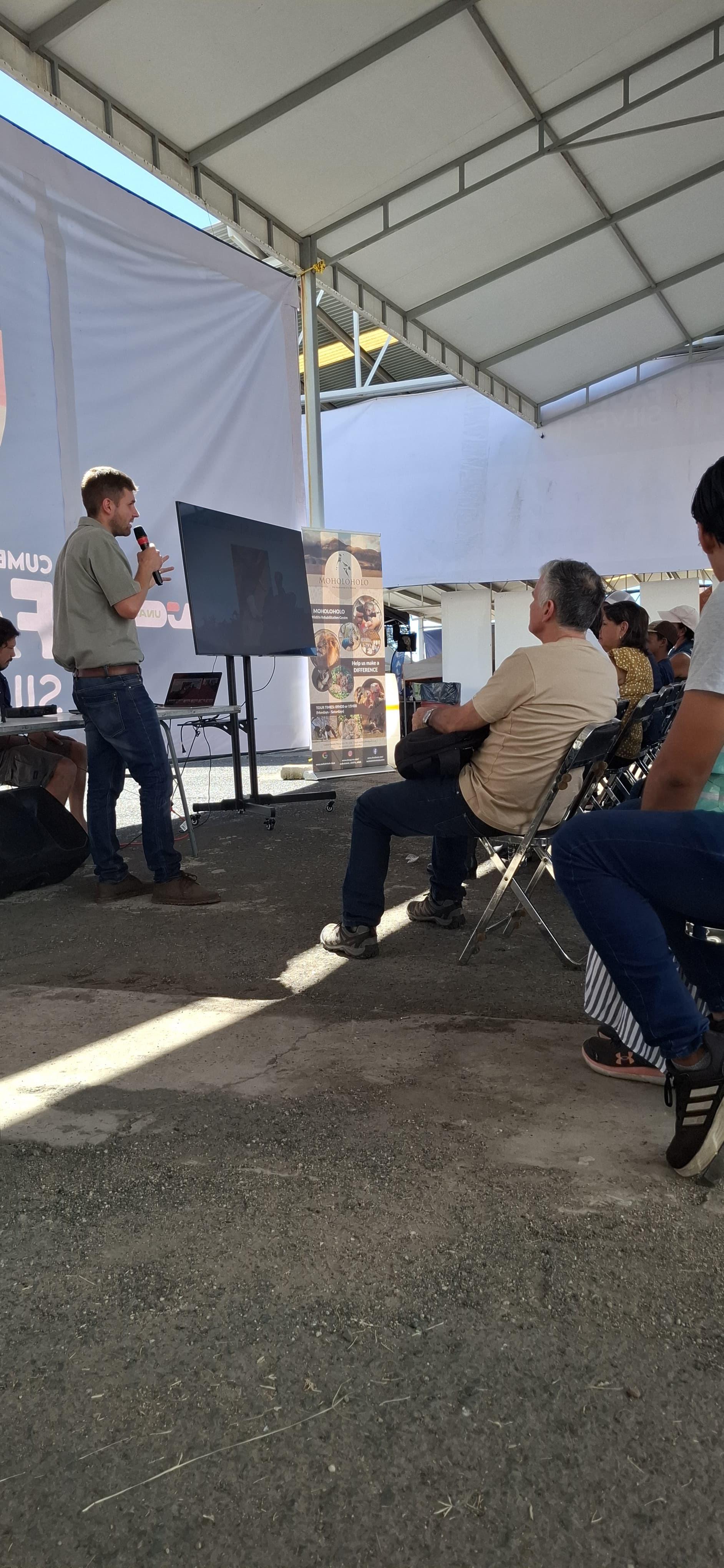 Moholoholo International Wildlife Summit 2025 Blog - Martial giving his talk 