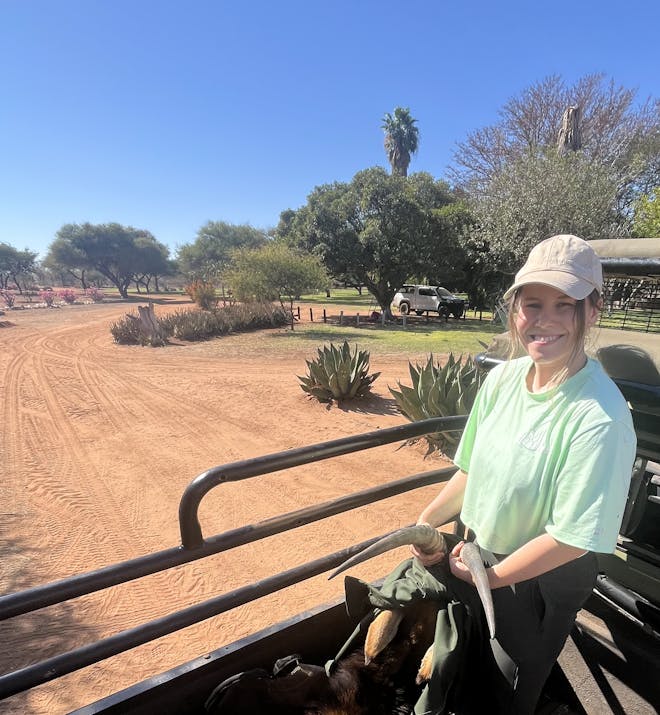 Tereza Pacíková - Vet student holding a kudu