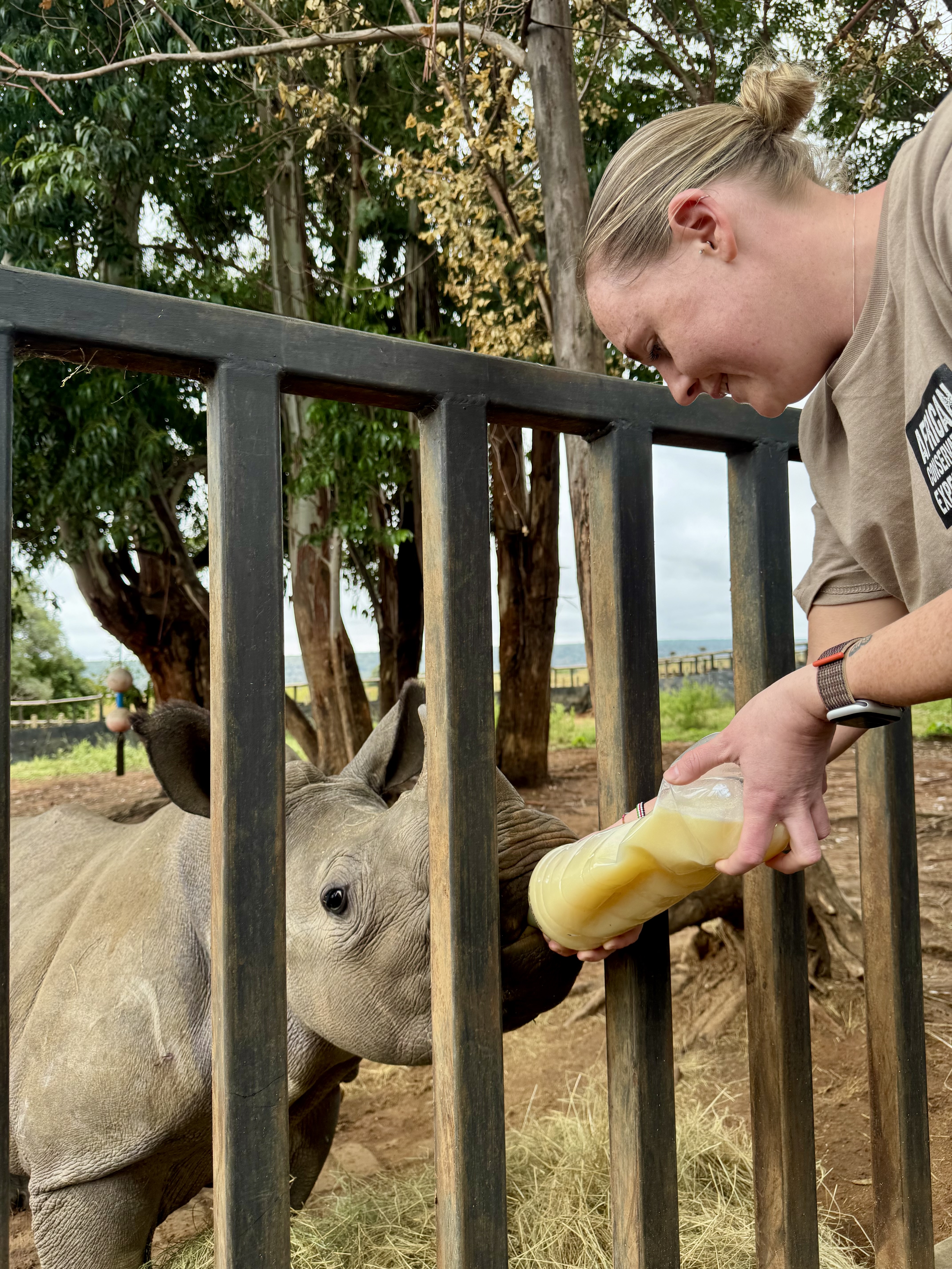 Claire Cameron - Bottle feeding baby Rhino