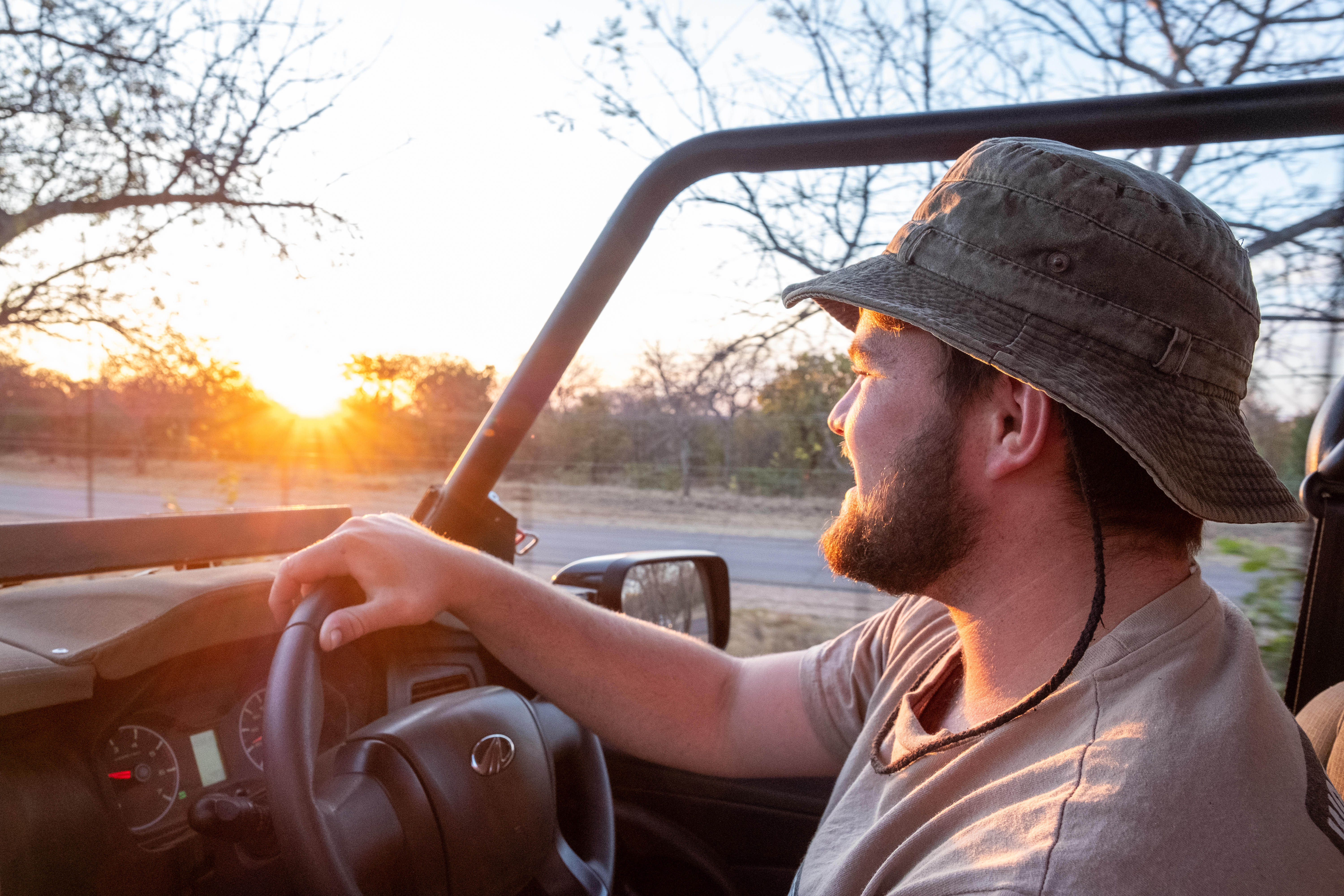 Sergio Garcia: male staff member driving into the sunset 