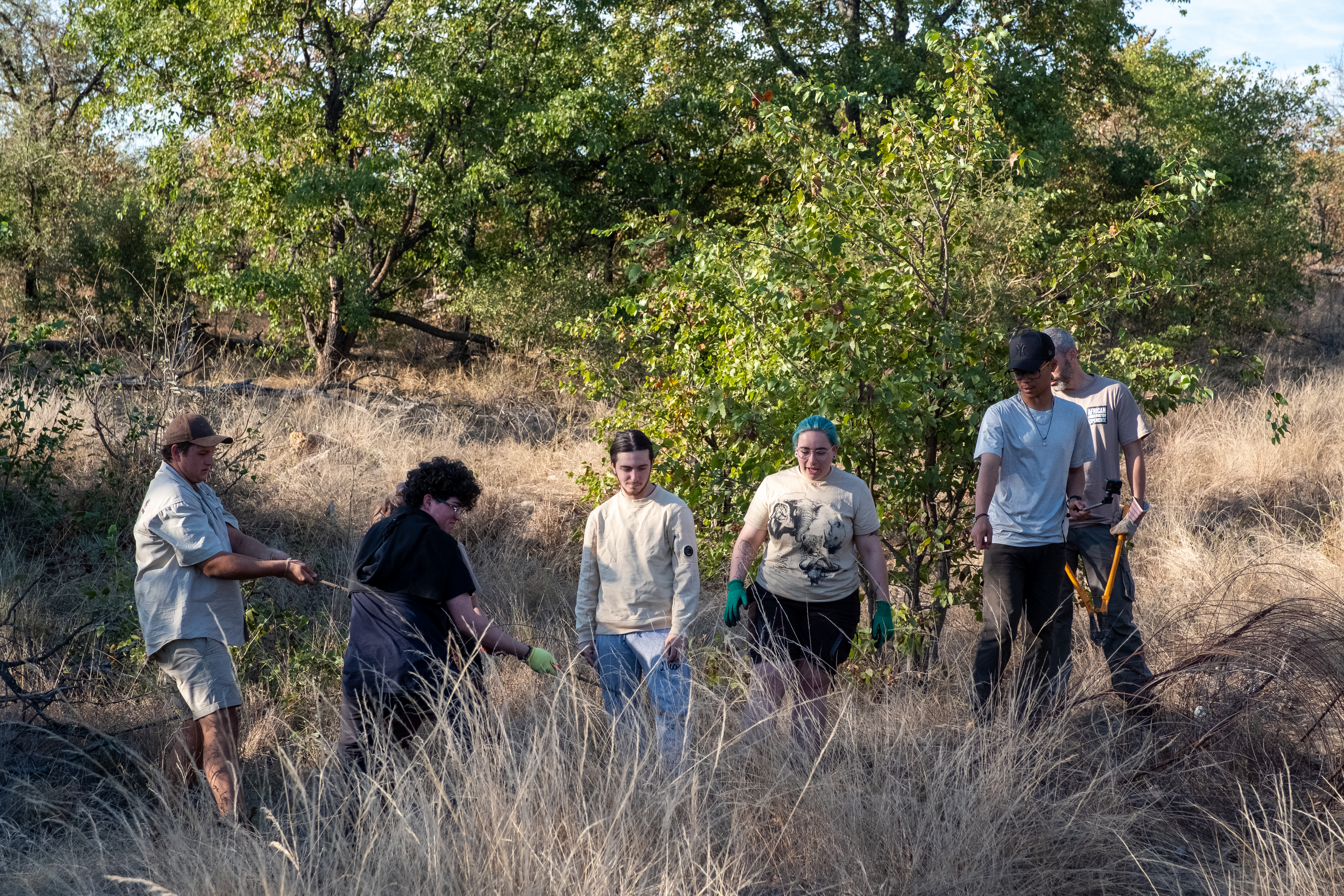Sergio Garcia: group of students working on fence cutting in the bush