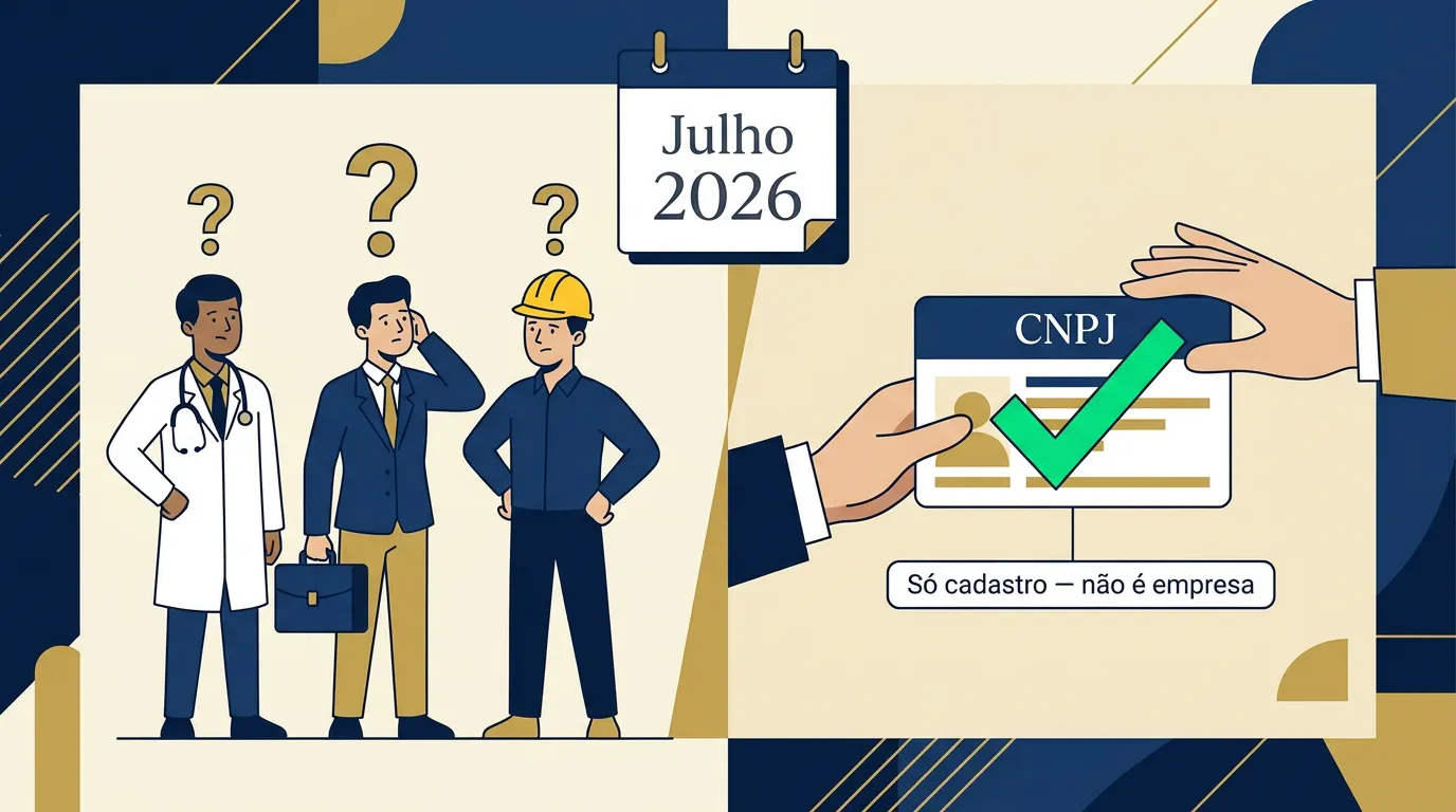 CNPJ obrigatório para autônomos e profissionais liberais a partir de julho de 2026: o que muda, quem é afetado e o que fazer