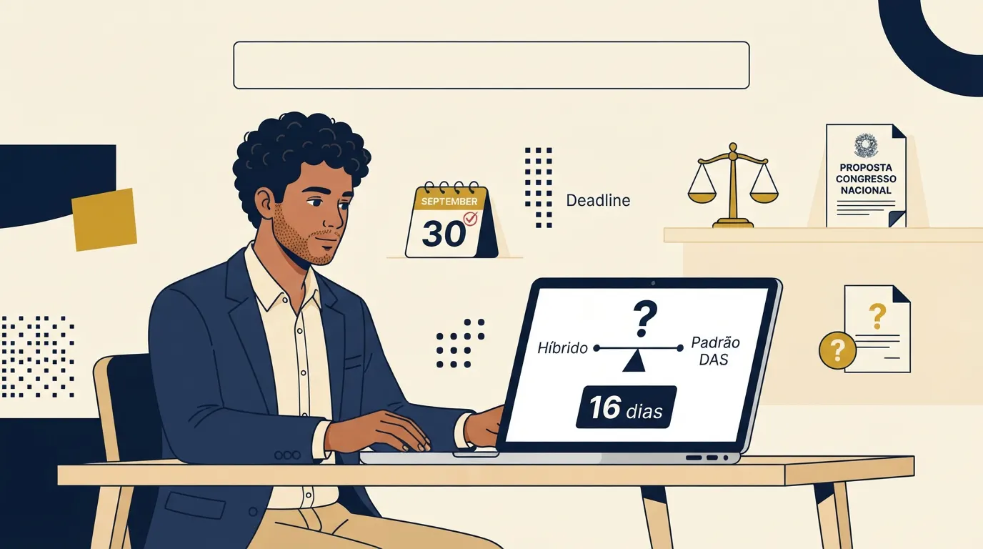 A proposta que chega ao Congresso esta semana pode mudar a decisão do Simples híbrido — e você tem 16 dias para decidir