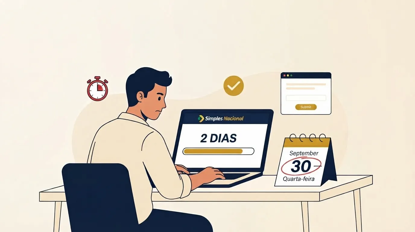 Faltam 2 dias: o prazo do Simples Nacional fecha na quarta-feira — faça agora antes que o sistema congestione