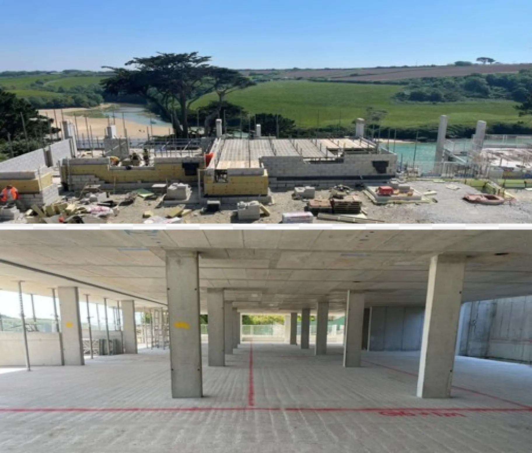 The reinforced concrete grame is complete and blockwork has been underway since May.