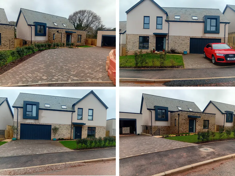 Exteriors across Plots 2 to 5 are now complete, while Plots 15 to 17 have finished their foundations and are prepared for brickwork to begin.