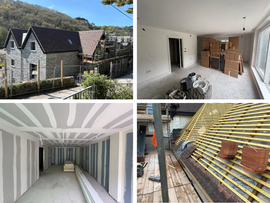 Different plots going through different phases. From roof-tiling to getting prepped for kitchen installation