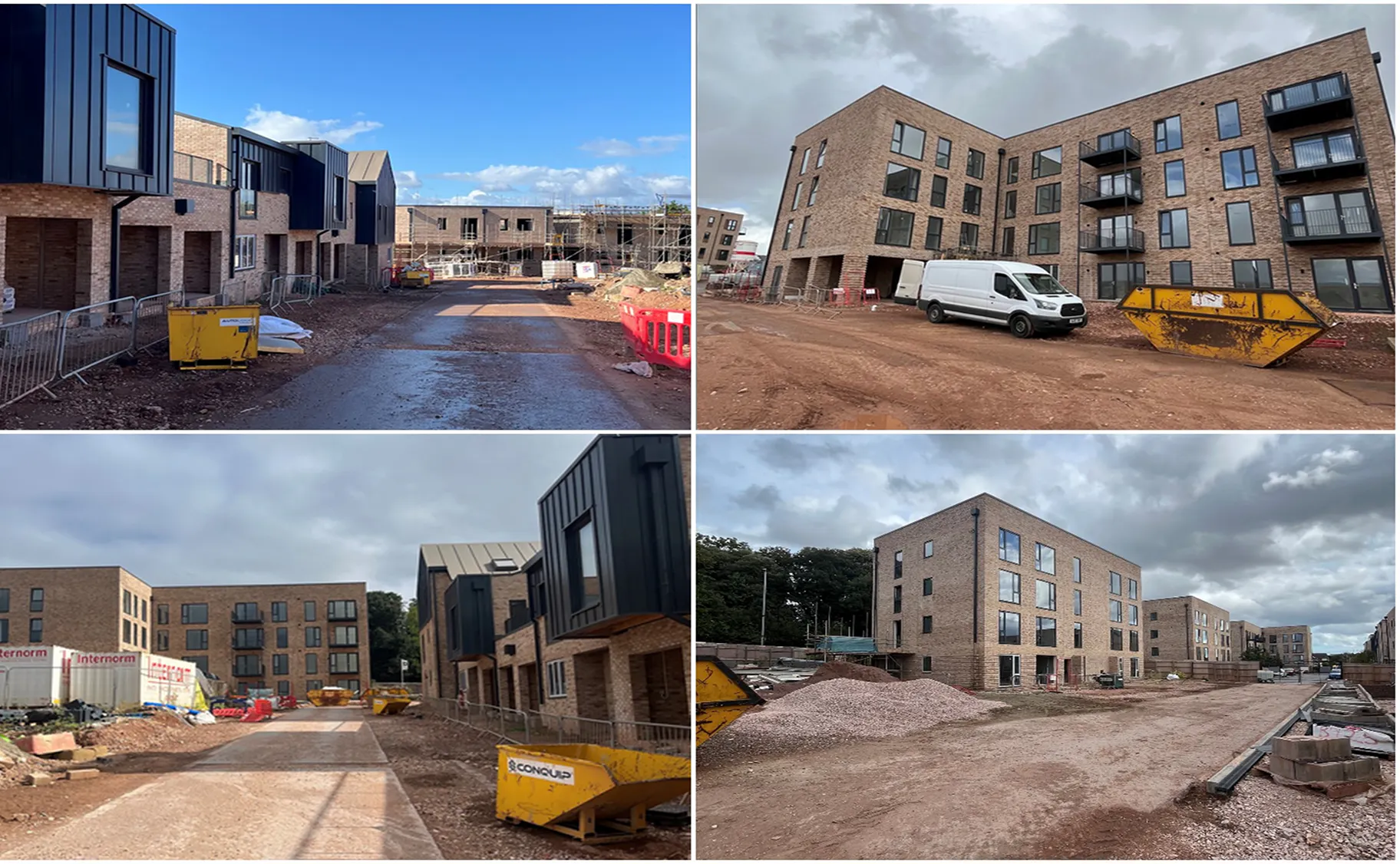 Completed elevations across St Leonards Quarter, with scaffold removed from Block B's front elevation.