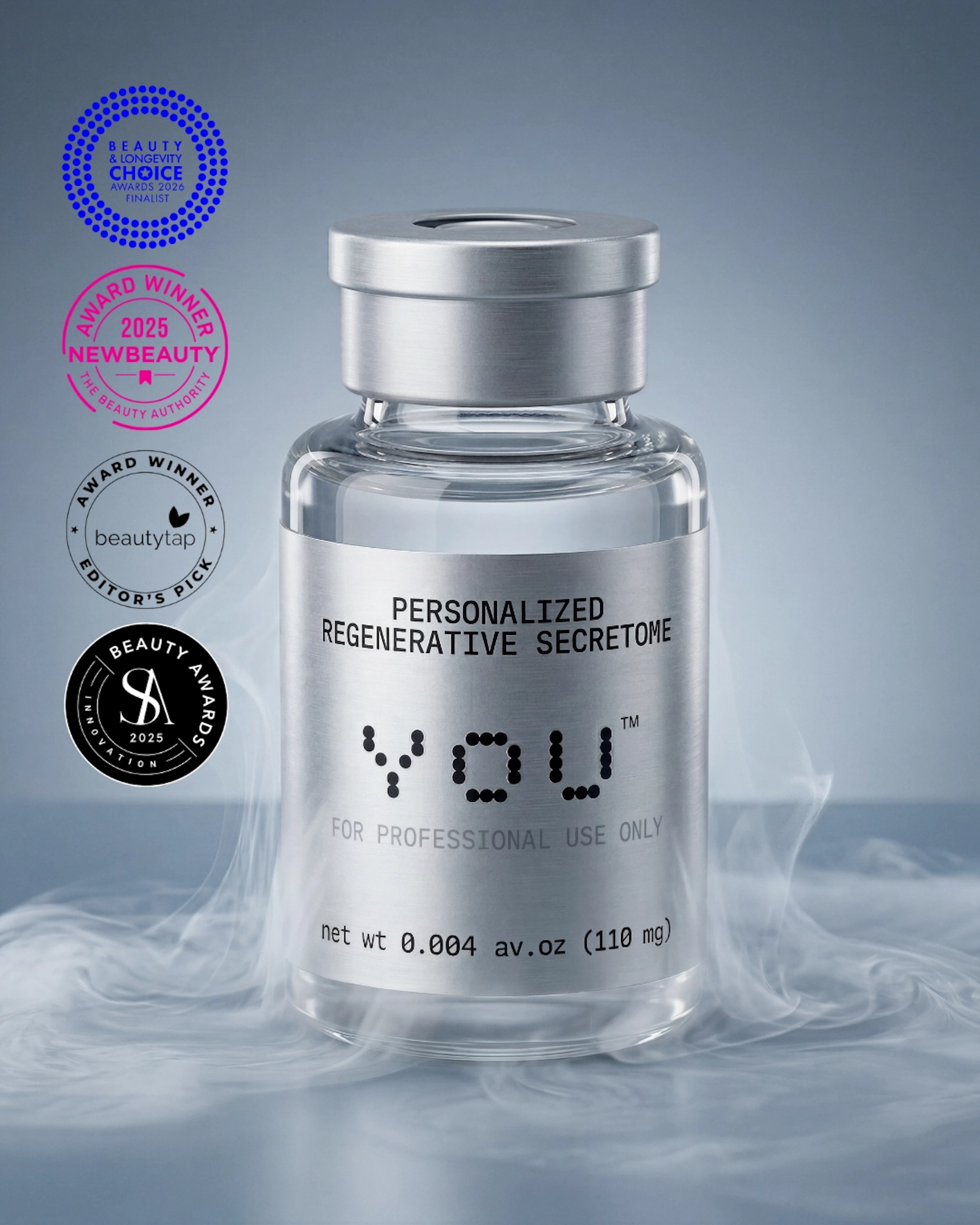 A close-up of a customized serum bottle, featuring a unique label that highlights tailored ingredients for individual skin needs.