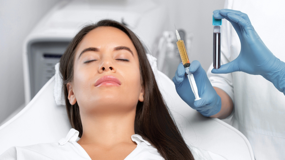 A woman participating in a skincare session in a beauty salon, characterized by a peaceful ambiance and beauty products in proximity.