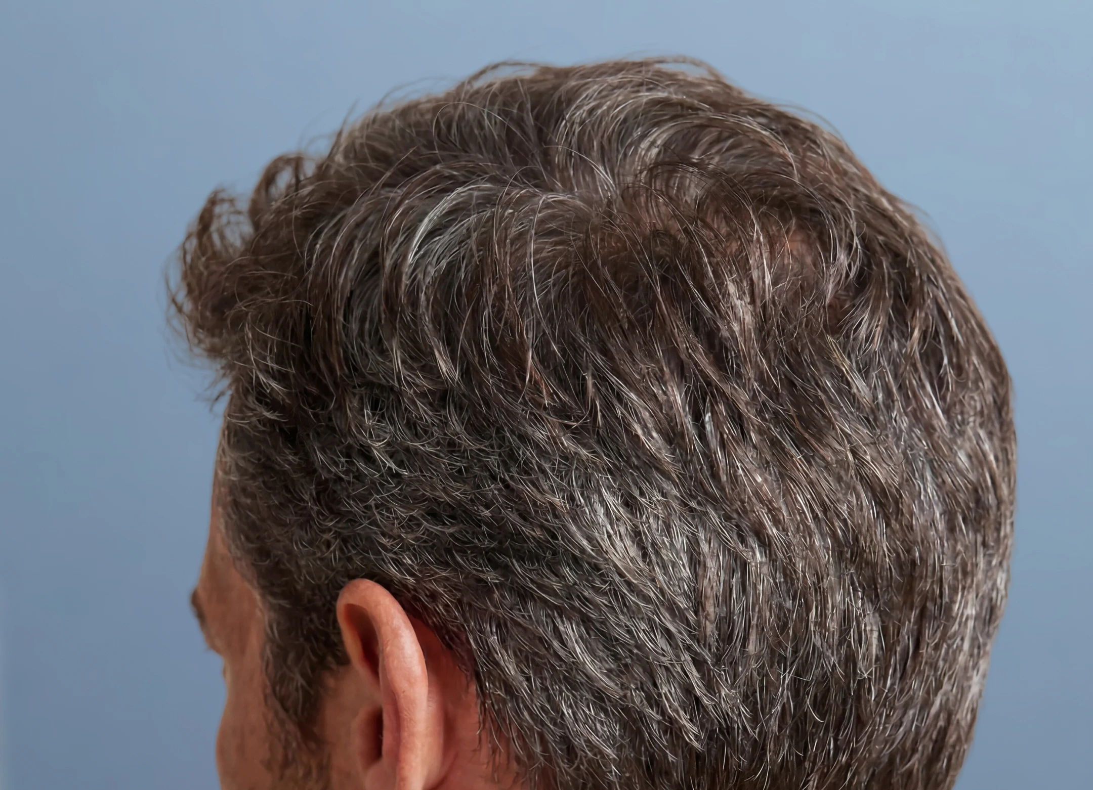 A man with gray hair and a gray beard, looking thoughtfully into the distance.