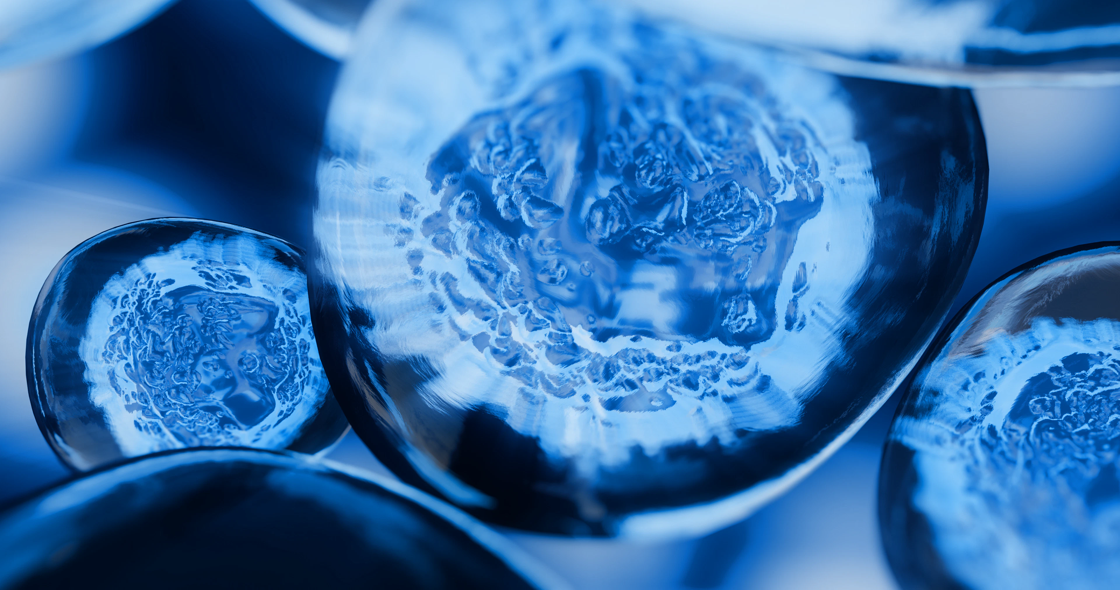 Detailed view of a blue stem cell, showcasing its unique shape and characteristics.