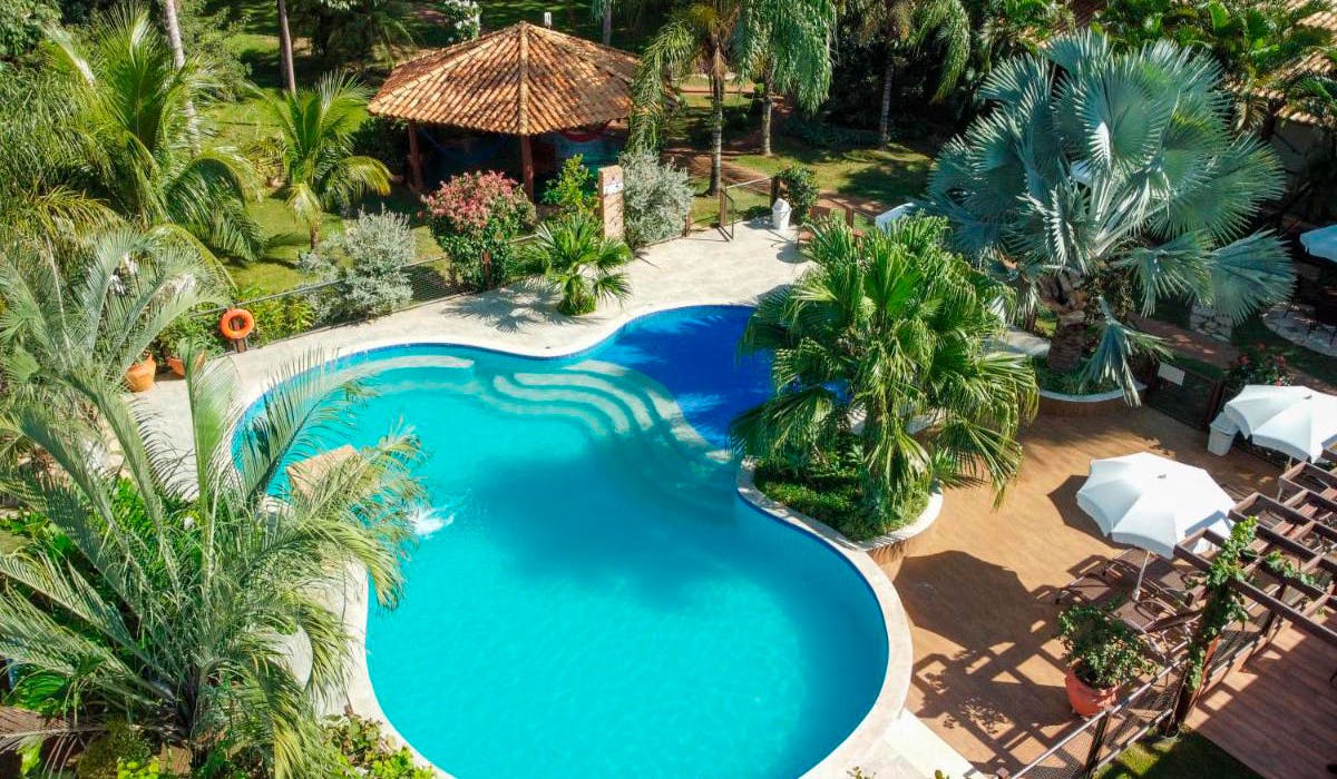 piscina em meio a árvores