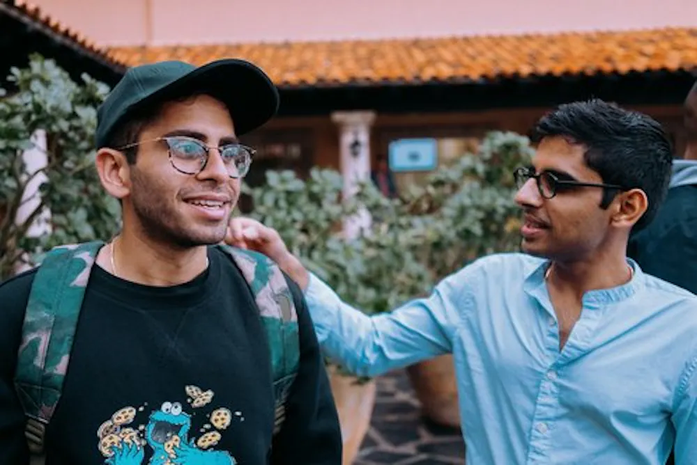 client and sober coach in a market