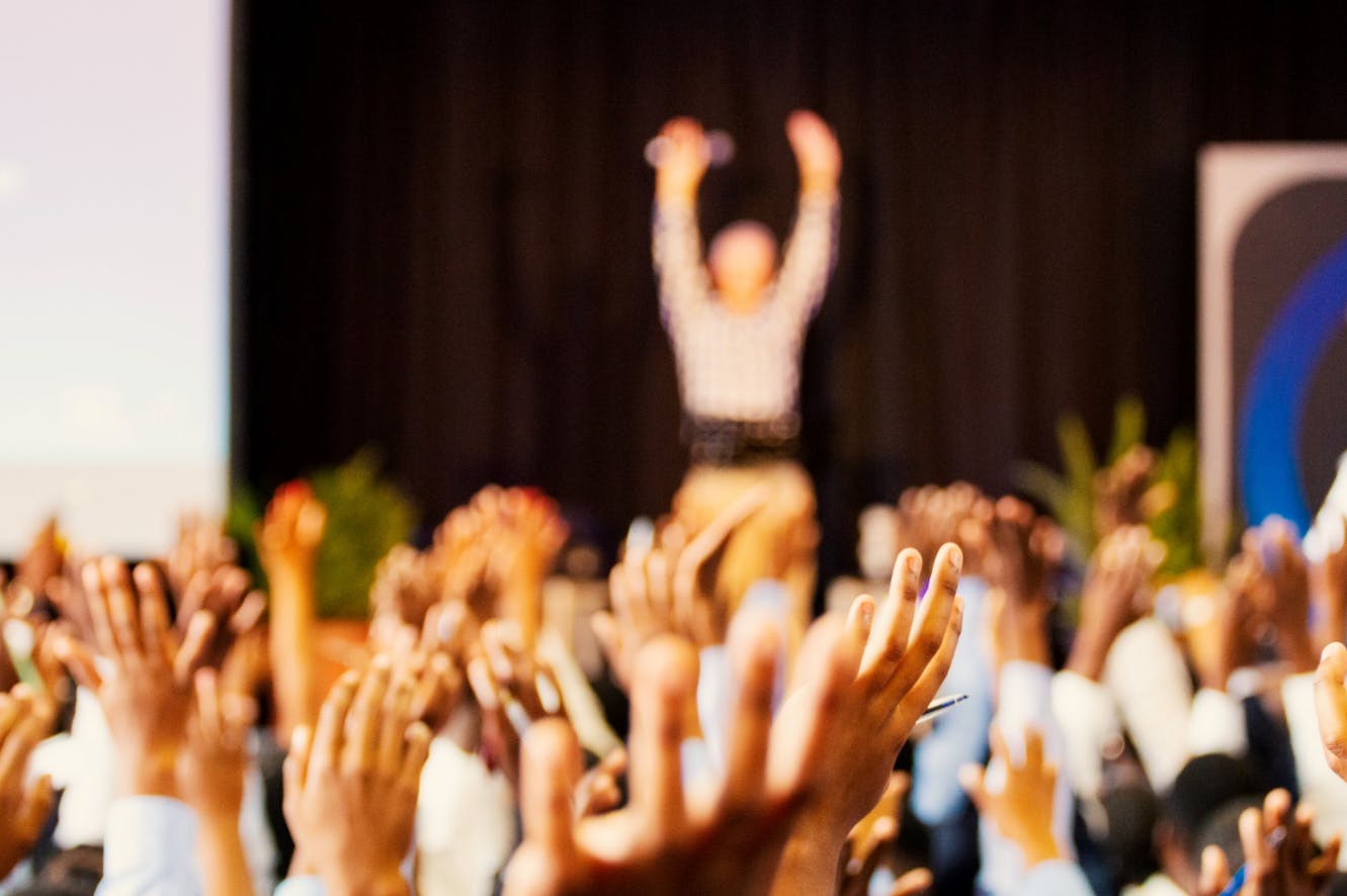 Hands up during a conference