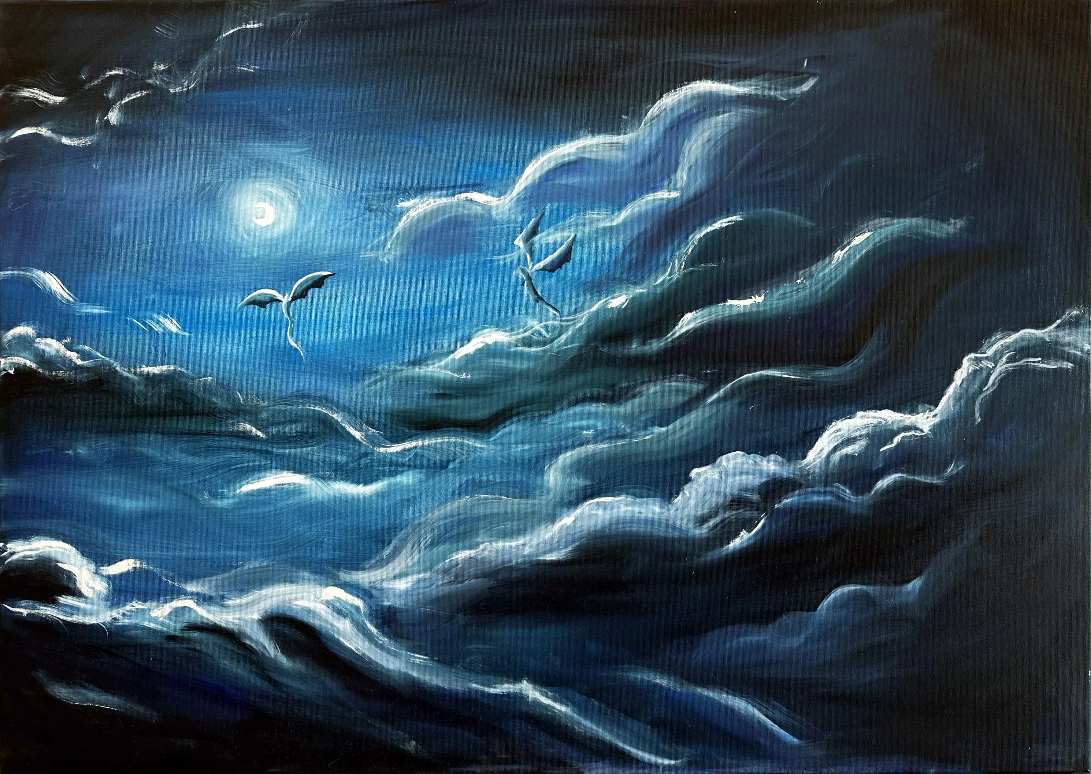 Night sky with two dragons