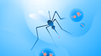 Illustration of a mosquito with plasmodium parasite